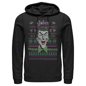 Men's Batman Ugly Christmas Joker Laugh Pull Over Hoodie - 1 of 3