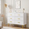 Whizmax White 6 Drawer Dresser with Storage Space, Modern Wooden Dresser with Gold Handles, Chest Dresser with Deep Drawers for Bedroom, Living Room - 3 of 4