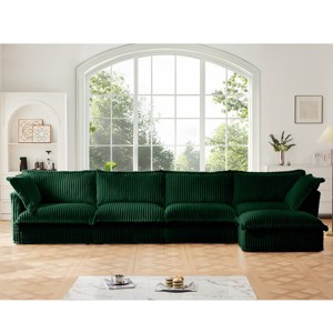 L-Shaped Convertible Sectional Sofa,4 Seat Sofa With Suppleness Armrests And 2 Big Pillows,Sectional Sofa For Living Room-Cuddlewood - 1 of 4