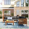 SKRAN Outdoor Sofa Set with Cushions Exotic design,Water-resistant and UV Protected texture wood Strong Metal Accessories (Gray) - 2 of 4