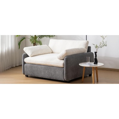 DOMETOUR [Video] Oversized Chenille Sofa Chair, Modern Upholstered Armchair with Pillows, for Living Room/Apartment/Bedroom, 3 Colors