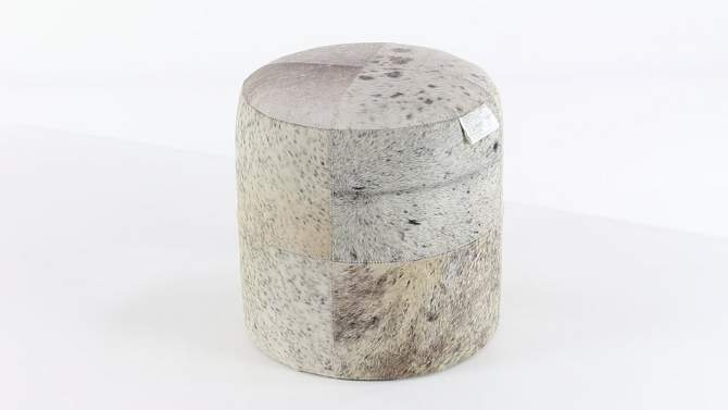 Contemporary Round Cowhide Leather Stool Ottoman - Olivia & May, 2 of 31, play video