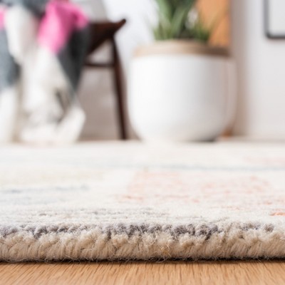 Handmade Blue Geometric Tufted Wool Area Rug, 4' x 6'