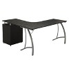 NicBex Home Office Desk L-Shape Morden Computer Desk with 6 Open Storage Shelves, Glass Desktop and Metal Legs for Study and Work - 3 of 4