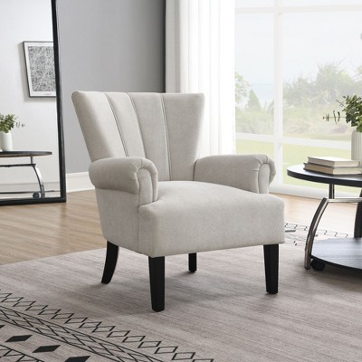 CENGHU Modern Accent Chairs, Polyester Arm Chair with Channel Back, Soft Fabric, Wooden Leg, for Living room, Bedroom Reading Room