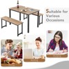 Tangkula 3pcs Dining Table Set for 4 Modern Industrial Counter Height Kitchen Table Set with 2 Benches for Dining Room Natural/Brown - 2 of 4