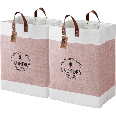 2Pack 76L Laundry Basket & Hamper, Large Collapsible Waterproof Clothes Baskets with Handles