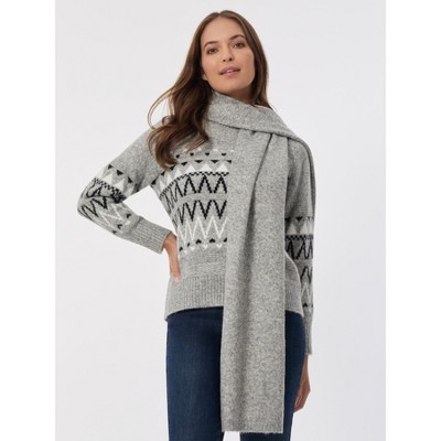 Jones New York Crew Neck Scarf Sweater