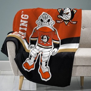 Sleep Squad Anaheim Ducks Wild Wing Mascot 60 x 80 Raschel Plush Blanket - 1 of 4