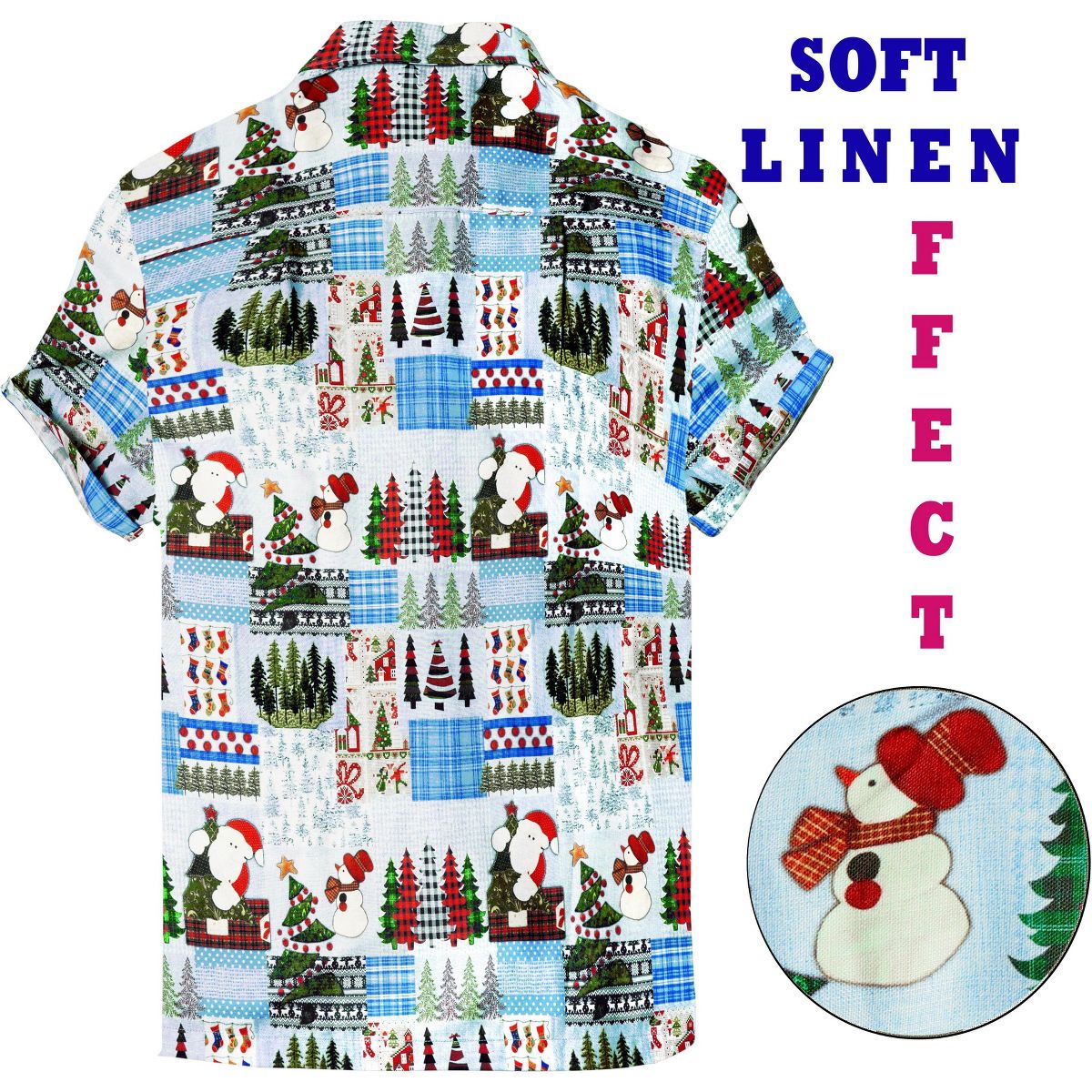 HAPPY BAY Men's Holiday Beach Short Sleeve Vacation Hawaii Santa Claus Party Holiday Shirt Hawaiian Christmas Tree Shirts for Men XXL Blue - thumbnail 2
