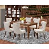 HomeStock 7-Piece Mahogany Finish Solid Wood Top Dining Table with 6 Parson Chairs - 2 of 4
