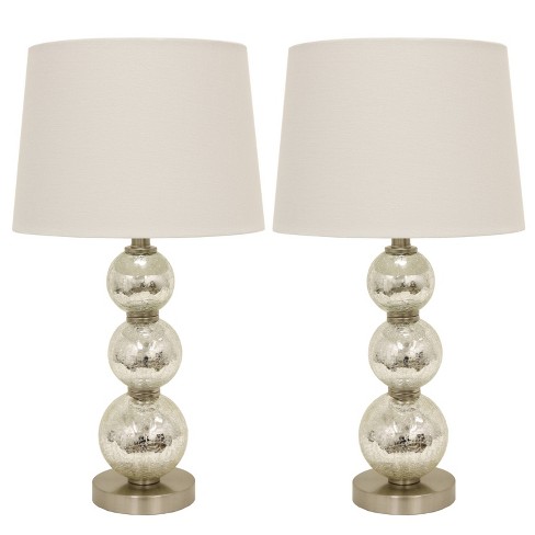 Set of 2 Tri - Tiered Glass Table Lamps Silver - Decor Therapy - image 1 of 4