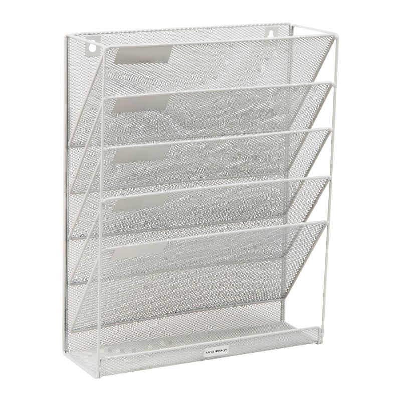 Mind Reader Network Collection Metal Mesh 5 Tier Vertical File Storage White, 5 of 6