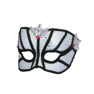 Silver Sequin with Black Trim Venetian Masquerade Mask - 1 of 1