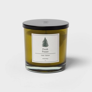 Holiday Small Glass Fresh Fraser Jar Candle with Lid Green 6oz ...