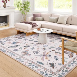 Lahome Machine Washable Back to College Series Animal Life Insects Area Rug - Nature-Inspired Carpet for Living Room, School, Bedroom, or Entryway - 1 of 4