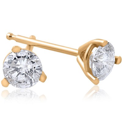 Pompeii3 1/5ct Round Genuine Diamond Martini Studs 14K Yellow Gold