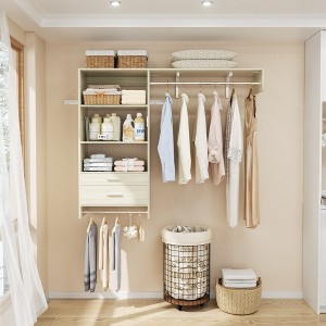 Aheaplus Laundry Room Closet System with Drawer and Hanging Rod, Wall-Mounted Closet Organizer with Adjustable Shelf - 1 of 4