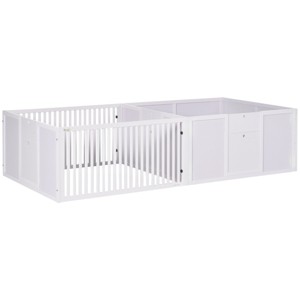 81'' Whelping Box for Large Dogs with Two Room Design and Removable Doors Indoor Puppy Playpen for Newborn Supplies,White - LAOTIES - 1 of 4
