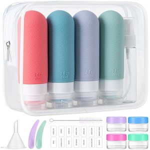 16 Pack Colorful Travel Bottles for Toiletries, 3oz TSA Approved Leak Proof Squeezable Silicone Containers - 1 of 4