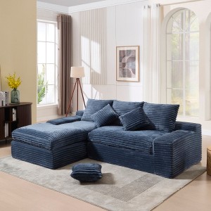 98'' Cloud L-Shaped Modular Sectional Sofa with Deep Seat and Convertible Sponge Cushions - 1 of 4