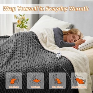 Electric Heated Blanket Throw with 3D Jacquard, Multi Heating Levels & Auto Shut Off, Washable Double-Sided Softness & Cozy Warmth - 1 of 4