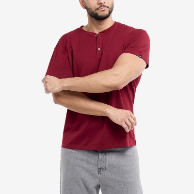 Мужские футболки X RAY Men's Henley Neck Short Sleeve t shirts,new tshirt in CRANBERRY Size Large — фото 2