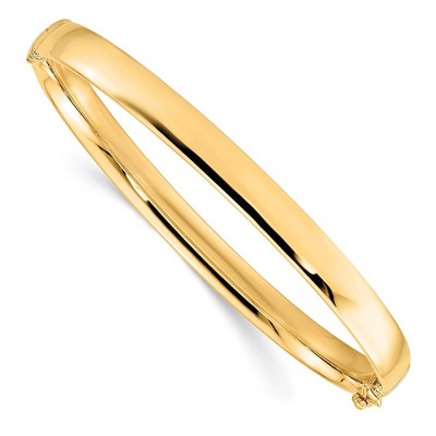 Black Bow Jewelry 5.9mm 10k Yellow Gold Polished Hollow Hinged Bangle Bracelet