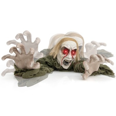 Tangkula Halloween Skeleton Groundbreaker Decoration Sound-Actived Halloween Party Decoration with with Light Up Eyes and Creepy Sound