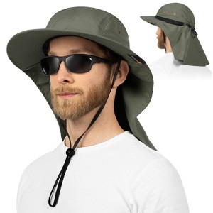 SUN CUBE Sun Hat for Men, Wide Brim Fishing Hat Neck Flap Cover Men, Women, Hiking, Camping, Sun Protection UV, Gardening - 1 of 4