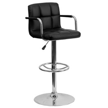 Flash Furniture Contemporary Quilted Vinyl Adjustable Height Barstool with Arms and Chrome Base