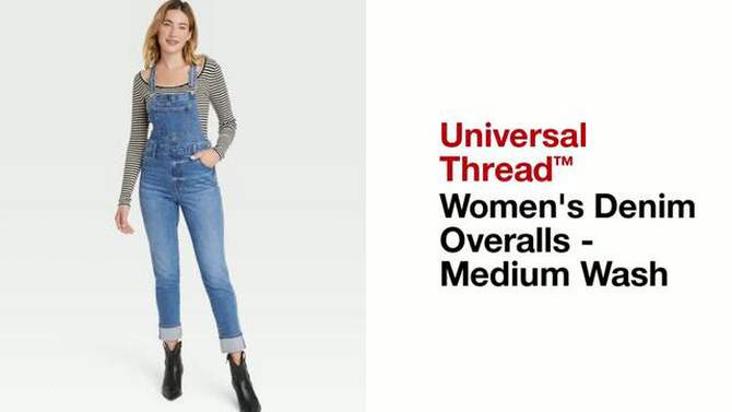 Women&#39;s Denim Overalls - Universal Thread&#8482; Medium Wash, 2 of 9, play video