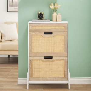Whizmax Shoe Cabinet with 2 Flip Drawers, Freestanding Shoe Cabinet Organizer with Metal Legs, Shoes Storage Cabinet for Entryway, Shoe Rack Cabinet - 1 of 4