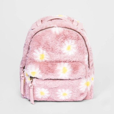 Girls' Faux Fur Daisy Backpack - art class™ Pink