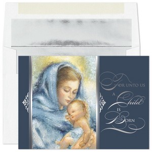 Masterpiece Studios 16-Count Boxed Religious Christmas Cards with Foil-Lined Envelopes, 7.8" x 5.6", Mary and Her Baby (965500) - 1 of 1