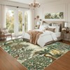 Washable Floral Jungle Rug Non Slip Low Pile Rug Soft Throw Floor Cover Foldable Indoor Carpet for Living Room Bedroom Playroom Office - 4 of 4