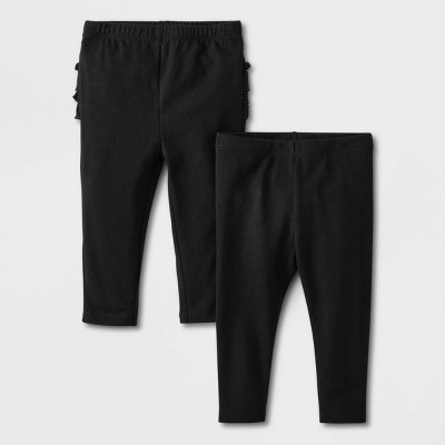Image of Baby Girls' 2pk Ruffle Leggings Set - Cat & Jack™ Black Newborn