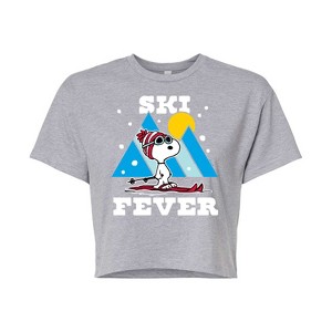 Women's - Peanuts - Ski Fever Cropped Graphic T-Shirt - 1 of 4