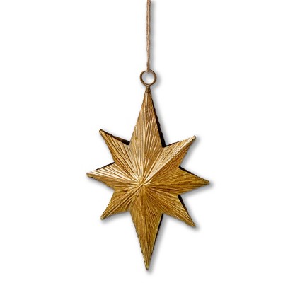 tag Bright Star Gold Metal Christmas Tree Ornament 4x1.4x6.3 Dust Clean Iron Decoration for Holiday Decor