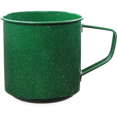 Green Enamel 16oz Camping Mugs with Handles, Set of 4