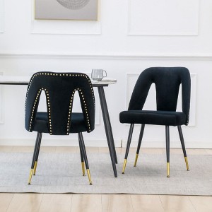 NicBex  Set of 2 Dining Chairs with Nailheads and Gold Tipped Black Metal Legs,Velvet Upholstered Armless Chairs for Kitchen,Living Room - 1 of 4