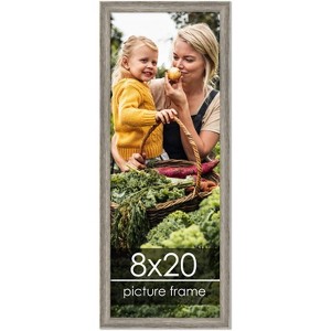 PosterPalooza | 8x20 Thin Barnwood Picture Frame, UV Acrylic, 2 Finishes - Grey and Black - 1 of 4