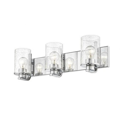 Beckett Chrome 3-Light Vanity with Clear Seedy Glass Shades