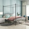KTMBDW Full/Queen Canopy Bed Frame , Four Poster Bed, Platform with Built-in Headboard Strong Metal Slat Mattress Support, Black - 3 of 4