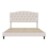 Kumasinova Queen/Full/King Upholstered Diamond Tufted Bed Frame,Platform Bed with Saddle Curved Adjustable Headboard,No Box Spring Needed,Beige - 4 of 4