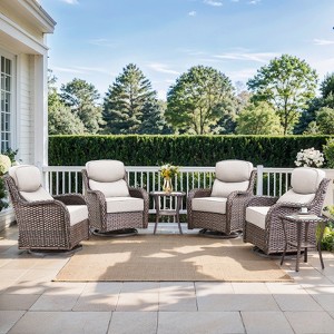 Gymojoy Outdoor Patio Swivel Chairs Glider Chair Set with 6" Thick Cushions All Weather Glider Chairs and Side Table for Garden - 1 of 4