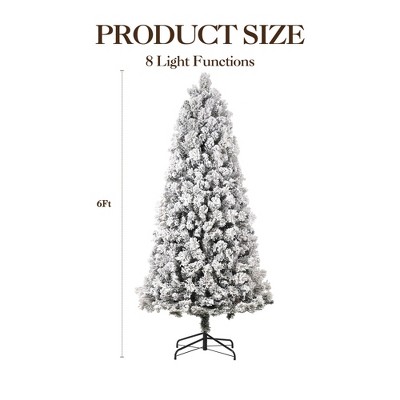 Snow Flocked Prelit Artificial Christmas Tree, Full Cedar Xmas Tree with 350 Double Color Led Lights
