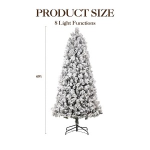 Snow Flocked Prelit Artificial Christmas Tree, Full Cedar Xmas Tree with 350 Double Color Led Lights - 1 of 4