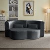 XINGHANZHENXUAN Modern Floor Sofa with 2 Pillows, Full Size Plush Corduroy Foldable Mattress for Living Room - 3 of 4