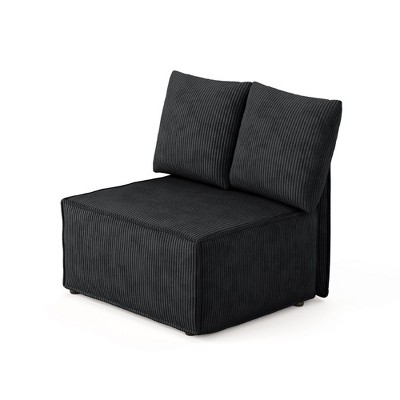 XIZZI Modular Corduroy Sectional Sofa: 5 Sold-Separately Units (Corner, Arms, Ottoman) | Black/Camel | Standard/Large Cushion Options | DIY Friendly